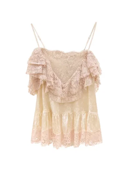 Bluzka Sea z dekoltem w serek z falbankami koronkowa