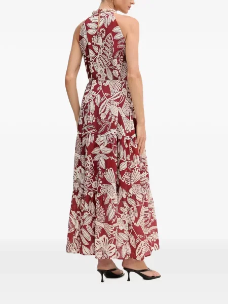 Gulerat rochie maxi Oui cu model floral cu imagine roșu