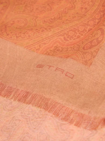 Fular Etro de in cu model paisley portocaliu
