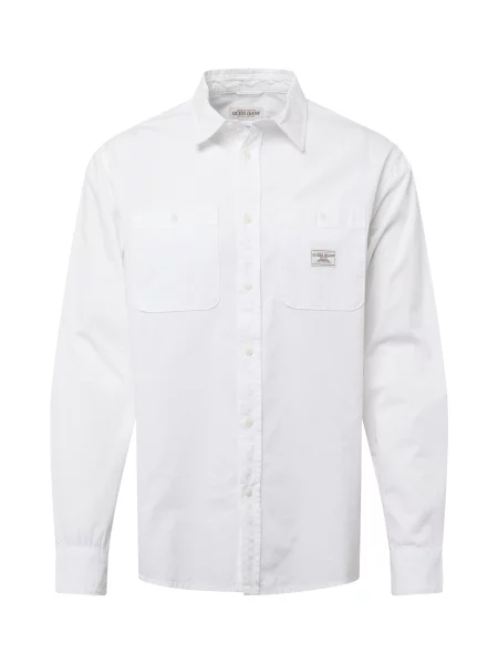 Cămașă de blugi Guess Jeans cu mâneci lungi alb