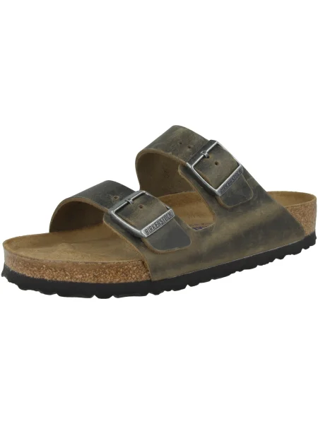 Usnjeni natikači Birkenstock Arizona zelena kaki