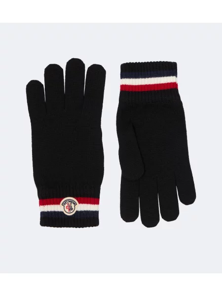 Mănuși Moncler de lână cu autograf negru