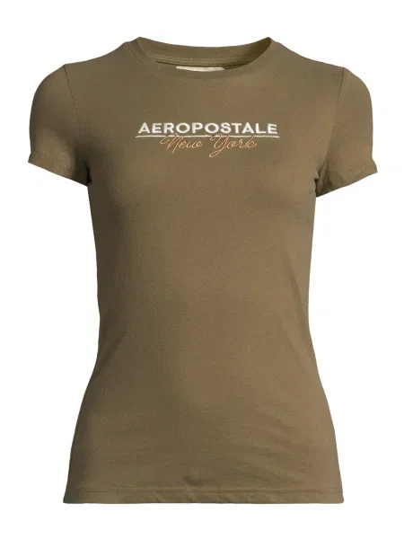 AÉROPOSTALE Tricou auriu / oliv alb