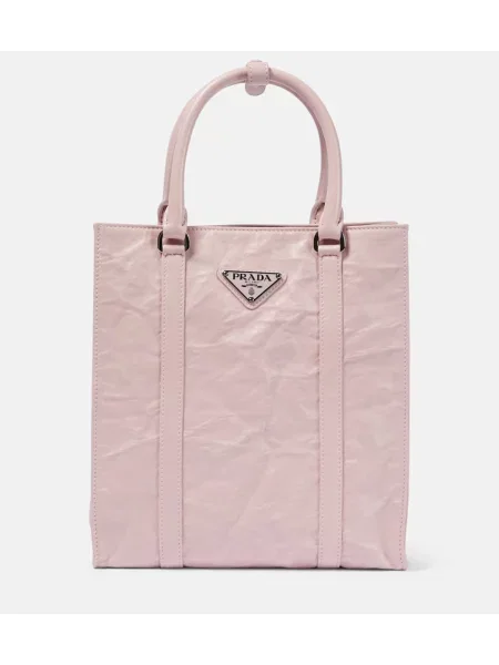 Usnjena torbica Prada roza