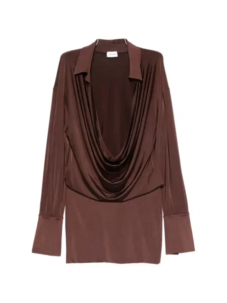 Gulerat rochie mini The Andamane drapată maro