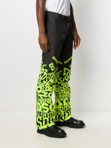 Szerokie spodnie Dsquared2 z nadrukiem czarne