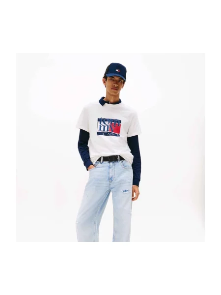Tricou Tommy Jeans cu mâneci scurte alb