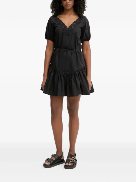 Rochie mini Twinset cu volane din dantelă negru