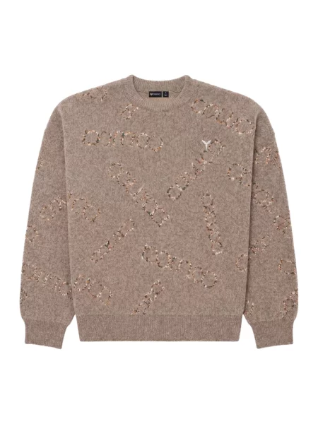 Sweter Carlo Colucci żakardowy z logo szary