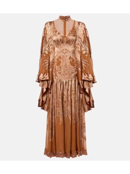 Rochie Zimmermann transparente cu model paisley maro