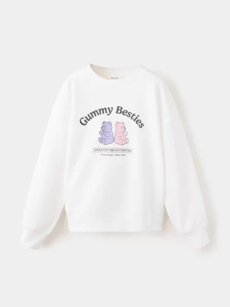 Bluza ze wzorem złamana biel Dzieci lata MANGO KIDS