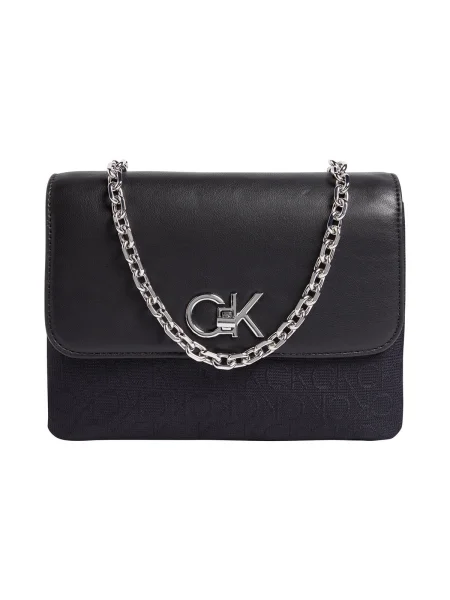 Žakárová kabelka Calvin Klein čierna