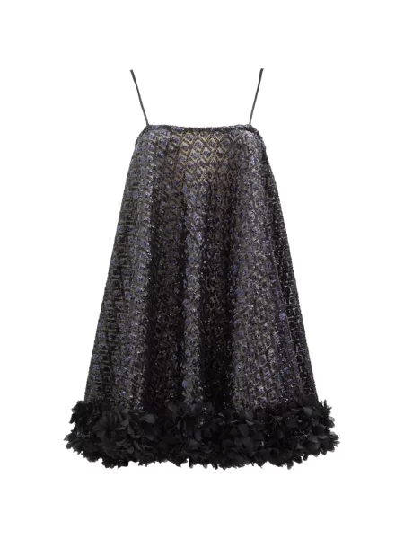 Rochie mini Loretta Caponi cu paiete cu model floral negru