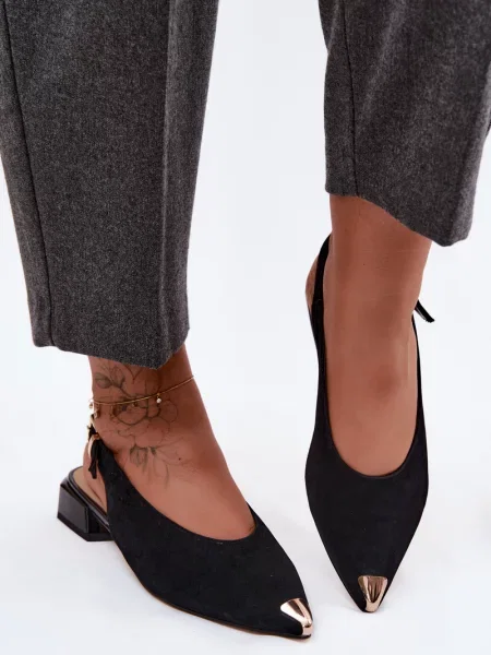 Sandale D&a din piele cu toc jos negru