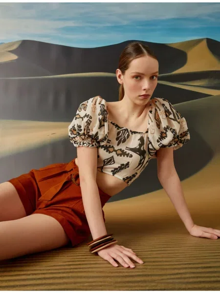 Bluzka Koton z rękawami balonowymi szara