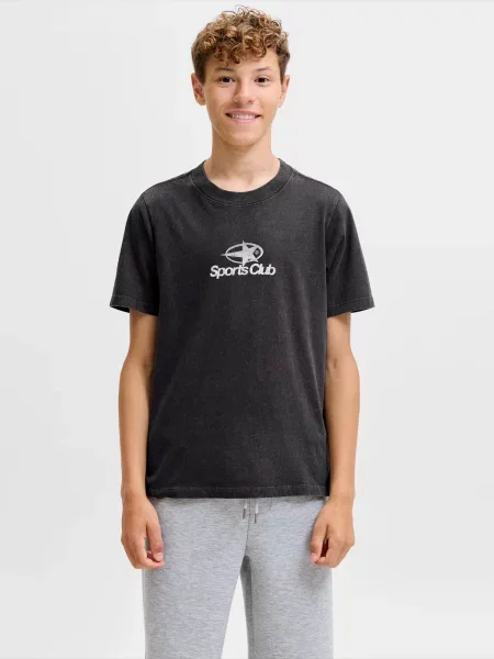 Jack & Jones Junior Tricou JCOLEGACY negru / murdar alb