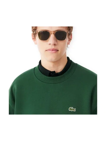 Hanorac crewneck Lacoste cu decolteu rotund verde
