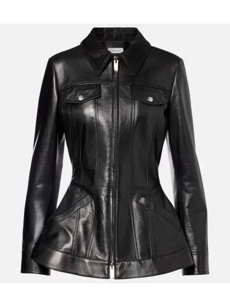 Cu peplum geanta de piele Mcqueen negru