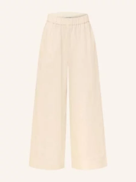 Mm By Max Mara Lněné Kalhoty Canneti krémová