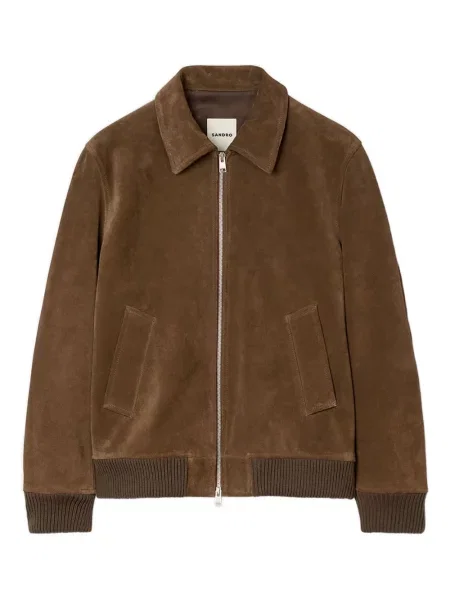 Geacă Sandro din piele de căprioară maro