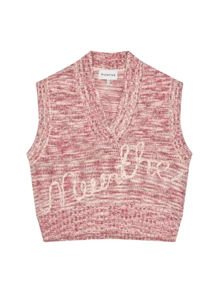 Dzianinowy sweter Munthe różowy