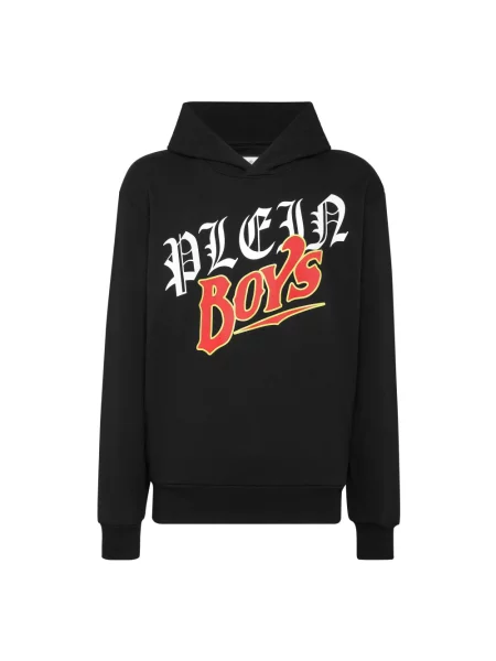 Bluza z kapturem Philipp Plein skórzana z kapturem czarna