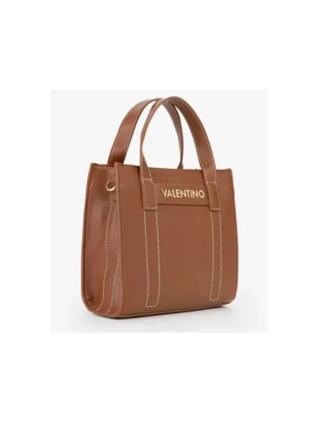 Lniana torebka Valentino Bags brązowa