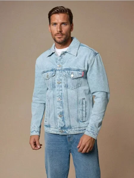 Sinsay Jeansowa kurtka trucker niebieski