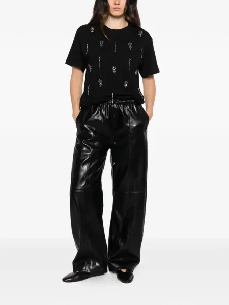 Pantaloni Isabelle Blanche cu cordon negru