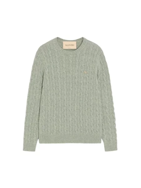 Lniany sweter Valentino Garavani zielony