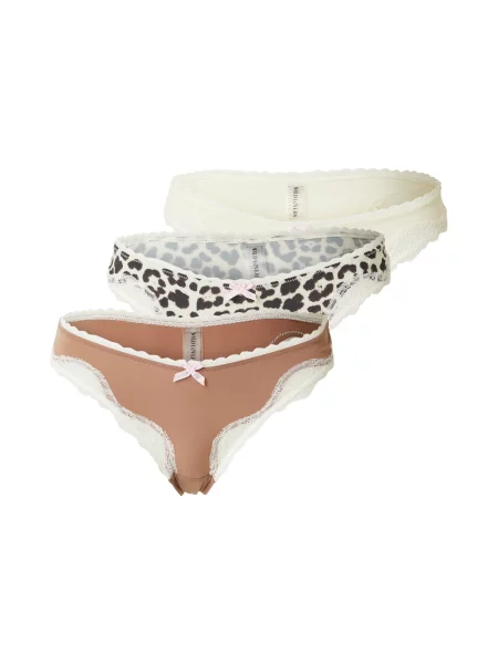 WILD LOVERS Tanga CHANTAL maro deschis / maro închis / lână alb