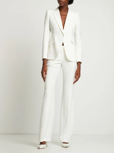 Krepové nohavice Alexander Mcqueen biela