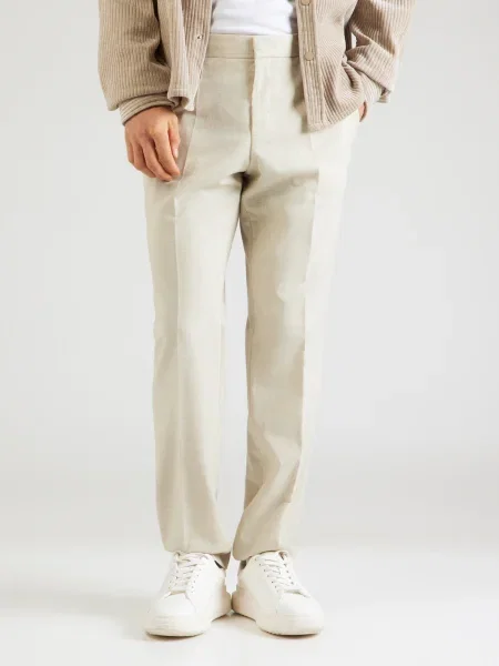BOSS Pantaloni cu dungă Genius natural alb
