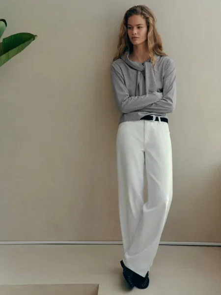 Koszulka w pasy złamana biel Teen XXS MANGO TEEN