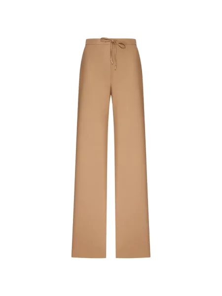 Pantaloni Max Mara de lână cu cordon maro