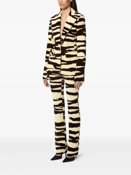 Marynarka Nina Ricci z nadrukiem w zebrę jednorzędowa brązowa