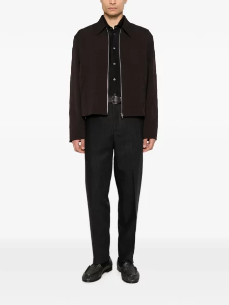 Pantaloni Barena cu model herringbone gri