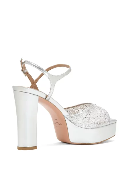 Сандали Nicoli с дантела сребристо