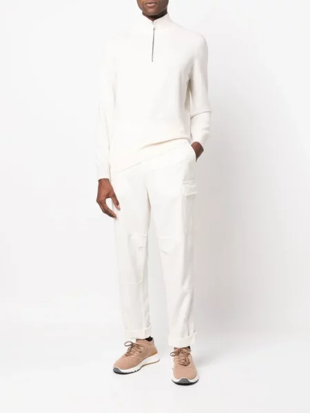 Pantaloni cargo Brunello Cucinelli conici alb