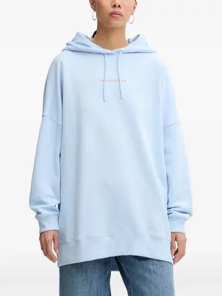 Bluza z kapturem Marc O'polo w kwiatki z nadrukiem niebieska