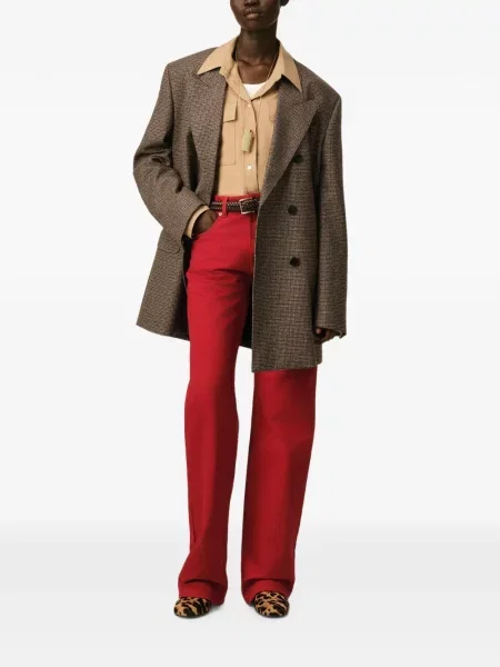 Μάλλινος μπλέιζερ Ami Paris houndstooth διπλόκουμπα καφέ