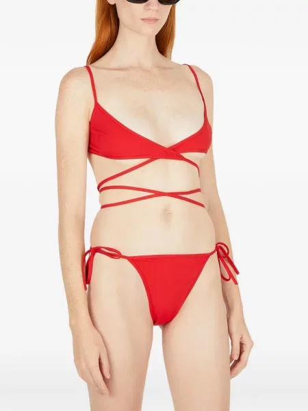 Bikini Balenciaga cu legături plic roșu