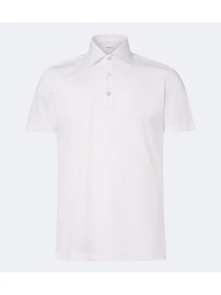 Tricou polo Kiton din jerseu alb