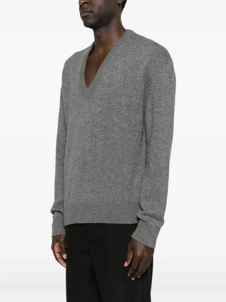 Pulover Jil Sander cu decolteu în V gri