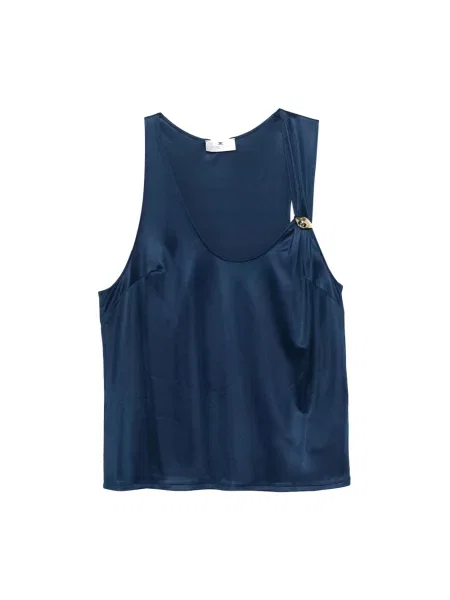 Top Elisabetta Franchi z dżerseju niebieski