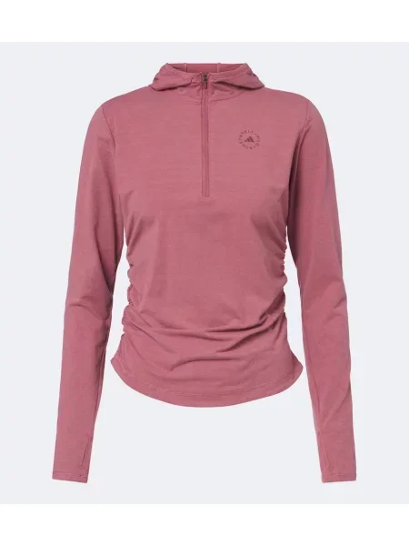 Hanorac cu glugă Adidas By Stella Mccartney din jerseu cu autograf roz
