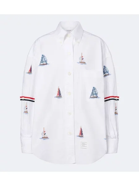 Cămașă Thom Browne cu imagine alb
