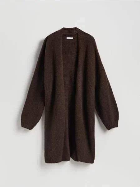 Reserved Cardigan lung maro-închis maro