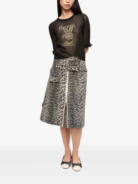 Fustă Ganni cu imagine cu model leopard