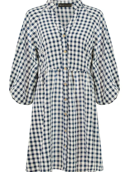 Mela London Rochie tip bluză bleumarin alb